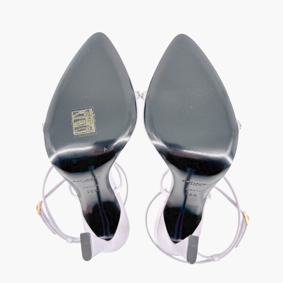 Saint Laurent Gippy Crystal Sandals EU 39.5 US 9.5 Lilac Purple Satin High Heels - Picture 9 of 13